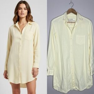 Frank & Eileen | Butter Yellow Tunic Length Long Line Button Down Shirt